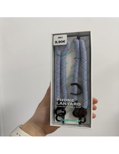 CORDÓN PARA COLGAR EN CUELLO Y EN MANO AZUL Y LILA