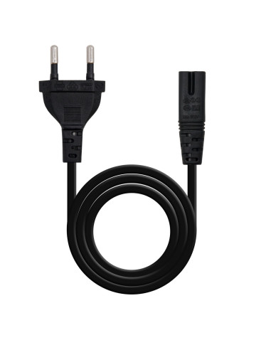 Nanocable Cable de Alimentación con forma 8, CEE7/16/M – C7/H, Negro,