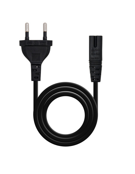 Nanocable Cable de Alimentación con forma 8, CEE7/16/M – C7/H, Negro,
