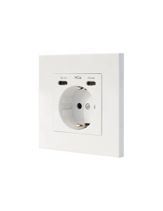 Nanocable Base de enchufe de pared tipo schuko con 2 USB-C PD - Max.