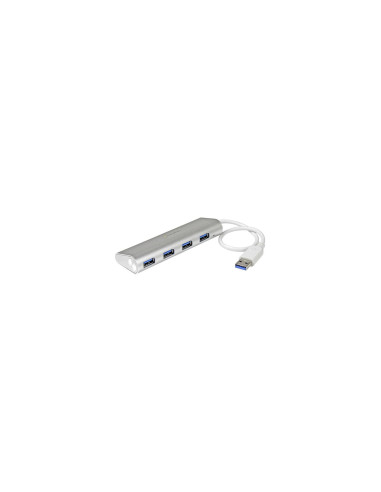 StarTech.com hub Concentrador Portátil USB 3.1 de 4 Puertos - con Cable Incorporado - Plata Blanco