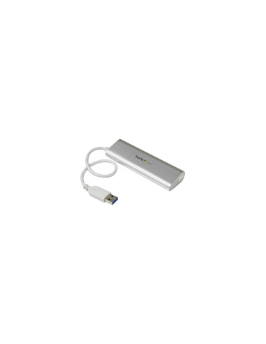 StarTech.com hub Concentrador Portátil USB 3.1 de 4 Puertos - con Cable Incorporado - Plata Blanco