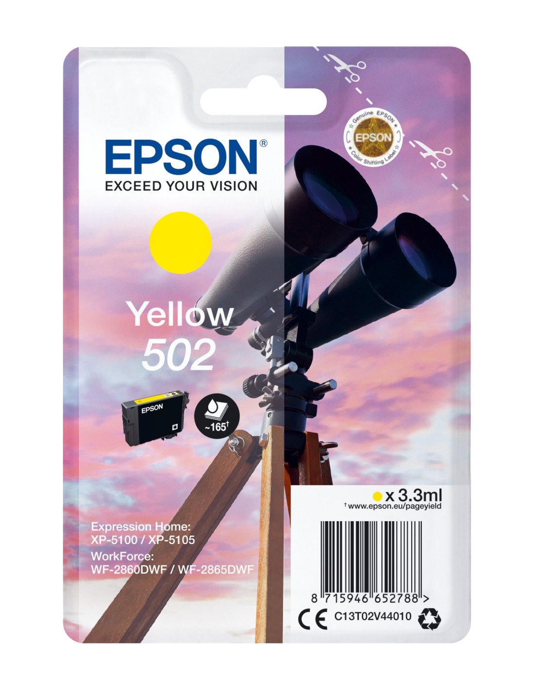 Cartucho Epson Singlepack 502 Ink amarillo C13T02V44020