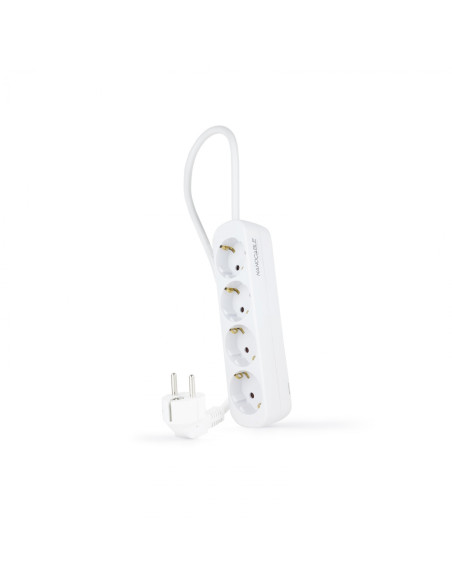Nanocable Regleta de Enchufes con 4 Tomas, 1.4 m, Blanco