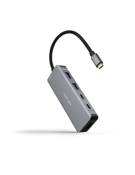 Nanocable HUB USB-C 6 en 1, Conversor USB-C 3.2 GEN1 5G a 2 x USB-A +