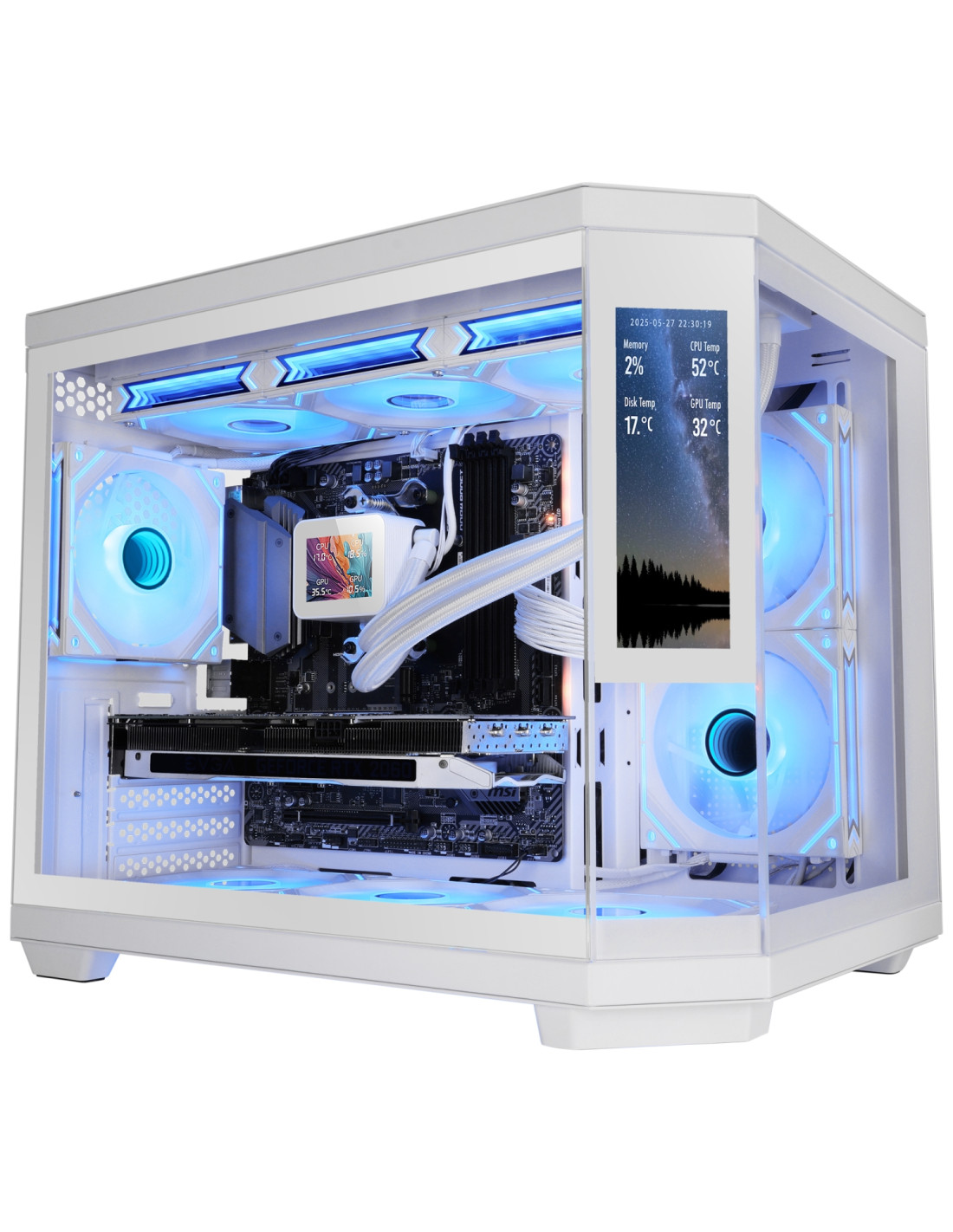 Mars Gaming MC3TCORELCDMW carcasa de ordenador Mini Tower Blanco
