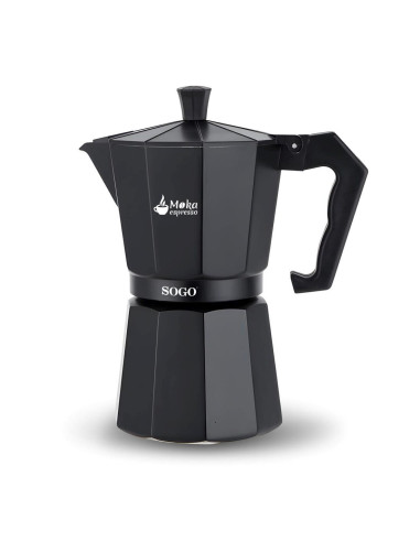 Sogo Moka Cafetera Italiana compatible con Inducción 3 Tazas Negra (CAL-SS-18306)
