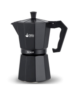 Sogo Moka Cafetera Italiana compatible con Inducción 6 Tazas Negra (CAL-SS-7610)