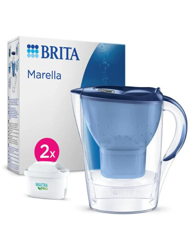 Brita Marella Jarra Filtrante 2.4L + 2 Filtros Maxtra Pro Azul
